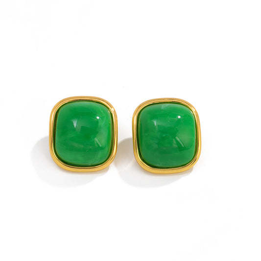 Planderful Vienna Verve Macaron Color Smudge Stud Earrings Stainless Steel For Women Retro Chic Statement Jewelry
