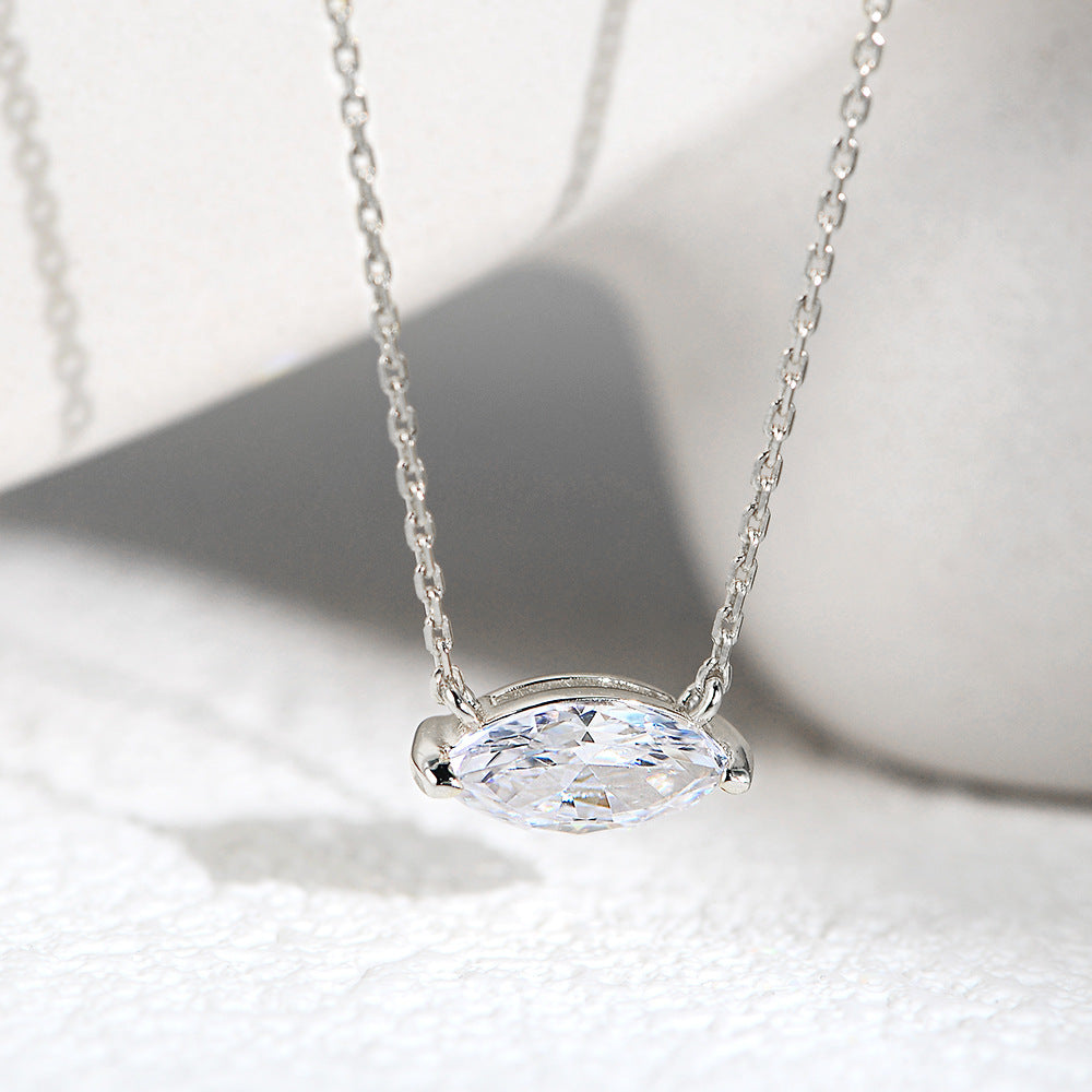 Popular S925 Sterling Silver Horse Eye Zircon Pendant Necklace