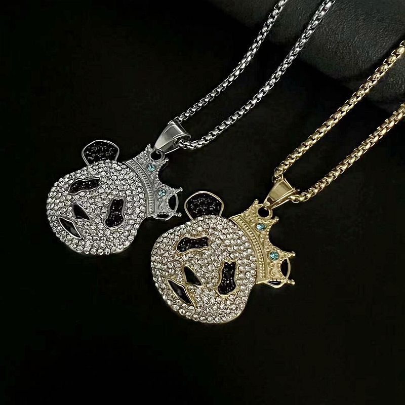 Rhinestone Necklace - Statement Cartoon Crown Design