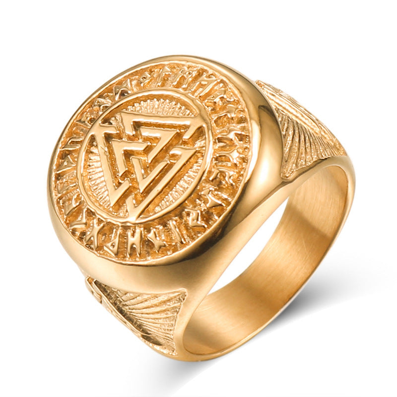 Viking Valknut Symbol Ring for Men - Stylish Celtic Knot Design in Titanium Steel