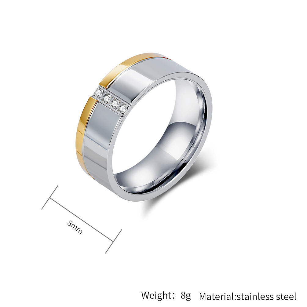 Planderful Two-Tone Titanium Inlaid Zircon Ring For Men Premium Hipster Style Everyday Genie Collection