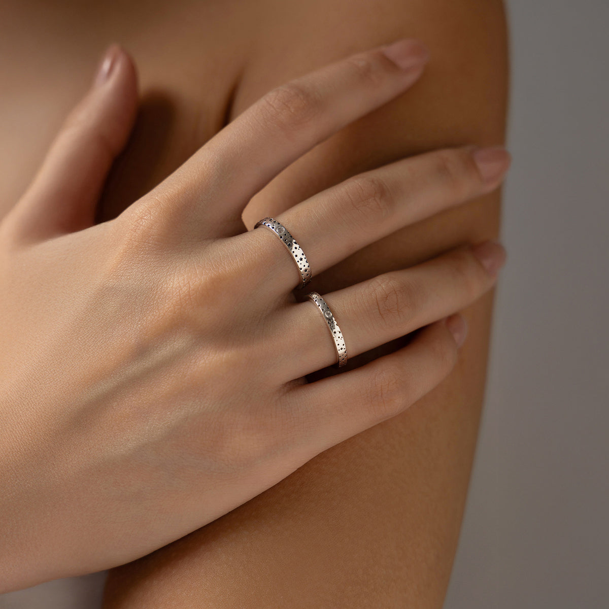S925 Sterling Silver Star Moissanite Ring