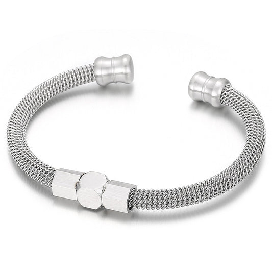 Rock Hip-Hop Spring Cable Opening Titanium Steel Men's Bracelet