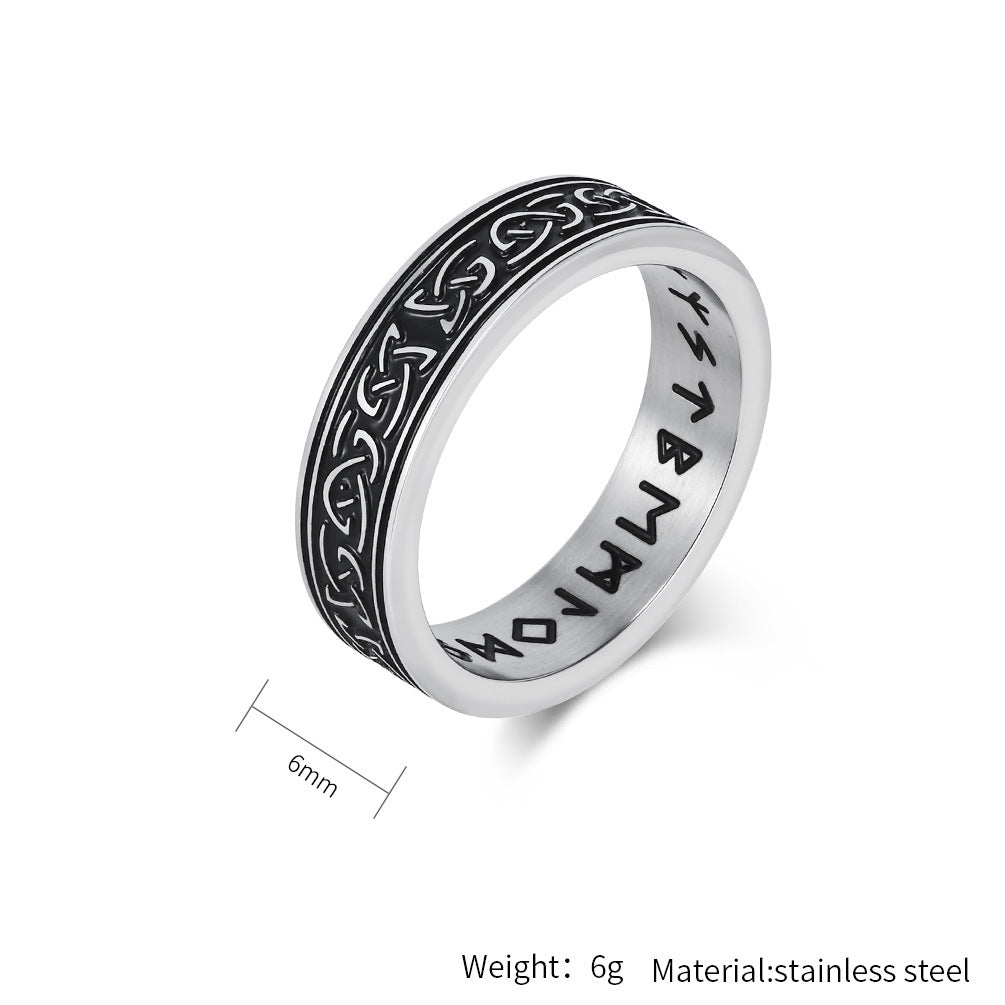 Stainless Steel Viking Celtic Knot Ring With Personalized Letter Engraving For Men By Planderful