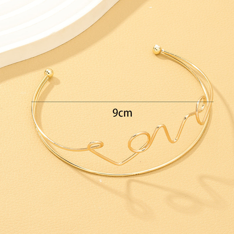 Exaggerated Geometric Metal LOVE Bracelet from Vienna Verve Collection