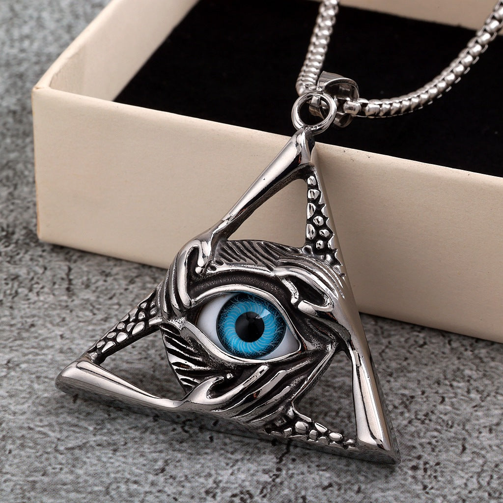 Vintage Evil Eye Stainless Steel Pendant Necklace