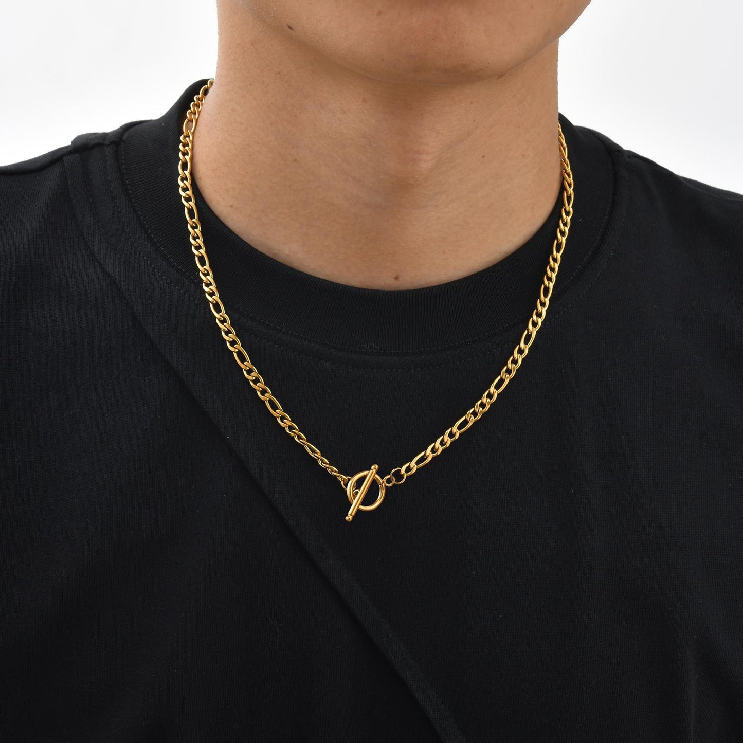 Men's Stainless Steel Three To One Nk Chain Ot Buckle Premium Necklace