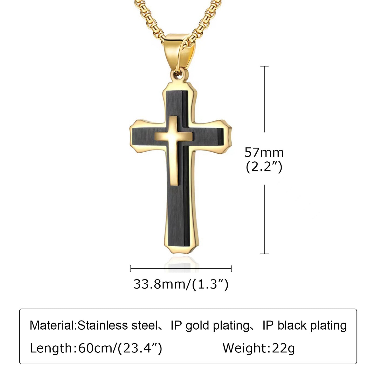 Necklaces Men's Triple Cross Pendant Necklace Stainless Steel Jewelry Wholesale