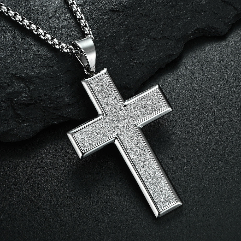 European and American Style Large Titanium Steel Cross Necklace