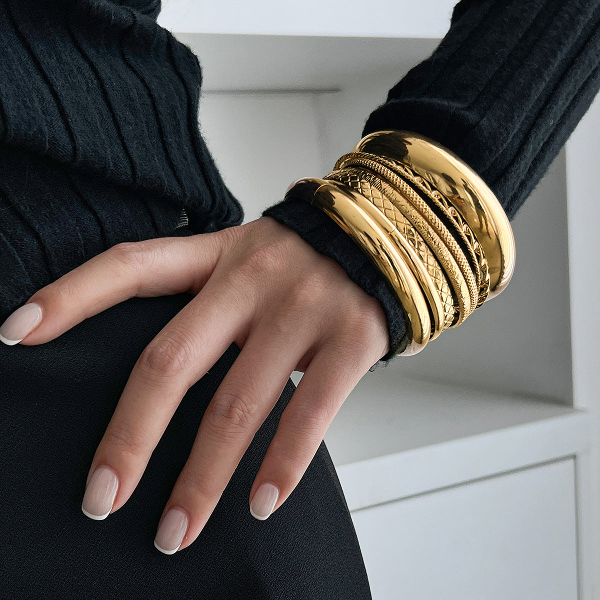 Bracelet Bracelet Retro Glossy Bracelet Set Exaggerated Snake Skin Threaded