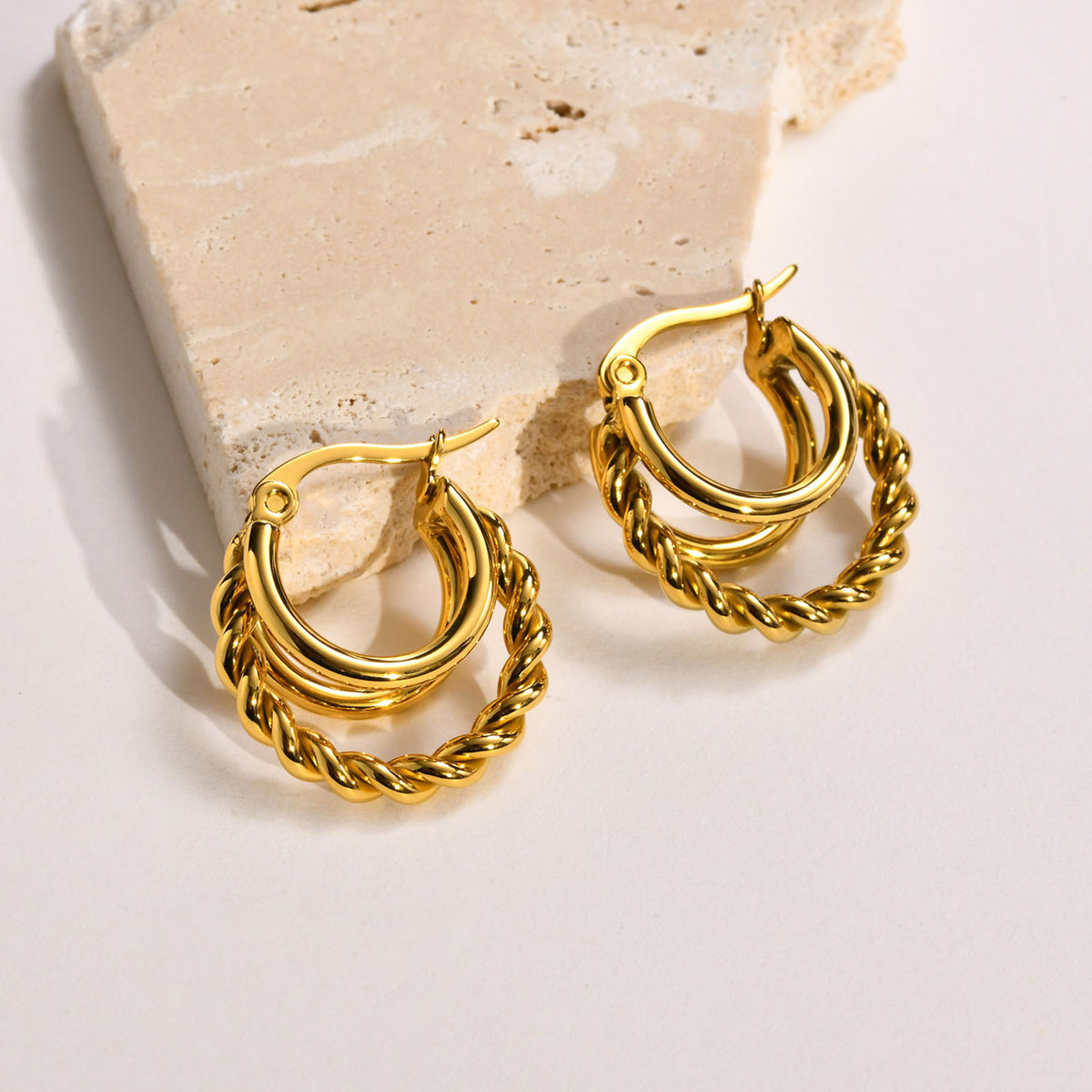 Gold-Tone Twisted Rope Hoop Earrings