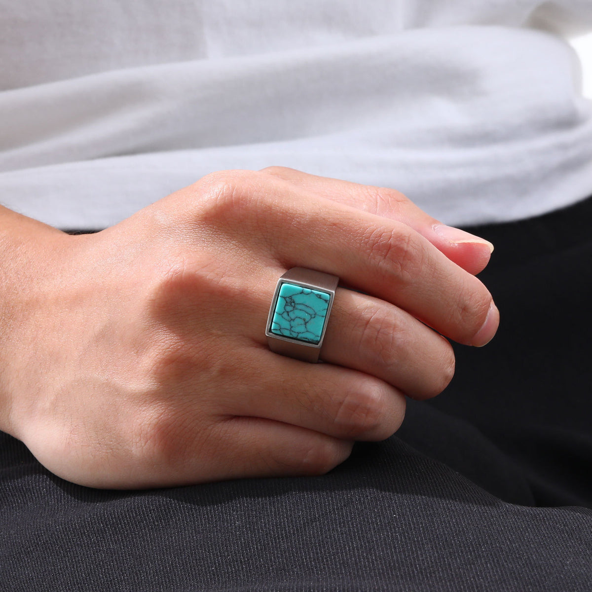Stainless Steel Several Square Seal Casting Ring Men's