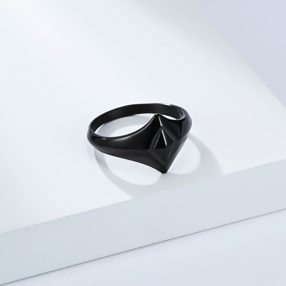 Planderful Titanium Steel Ring Geometric Rhombus Design For Men And Women Unisex Everyday Style
