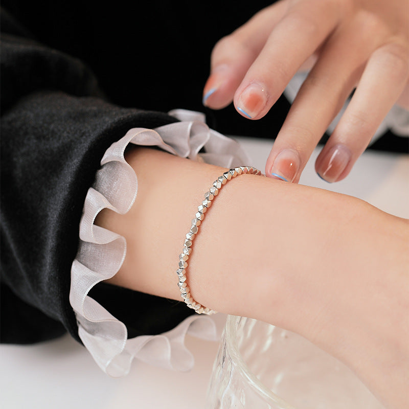Dainty Retro Style Sterling Silver Bracelet with Crystal Accent by Planderful Collection