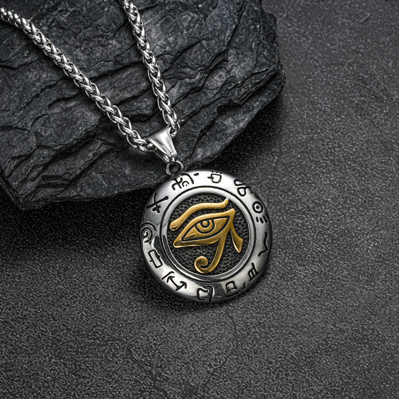 Planderful Everyday Genie Devils Eye Pendant Necklace For Men Stainless Steel Hip Hop Trend Jewelry