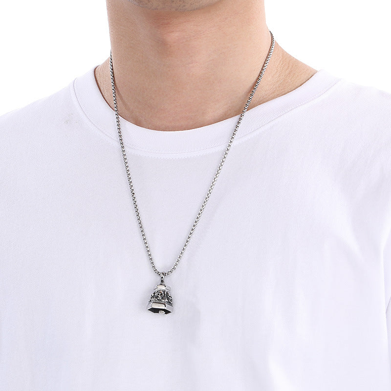 Planderful Ghost Head Pendant For Men Punk Skull Necklace
