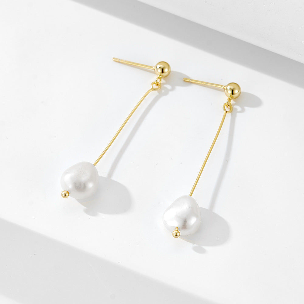 925 Sterling Silver Tassel Long Natural Pearl Earrings Luxury Jewelry