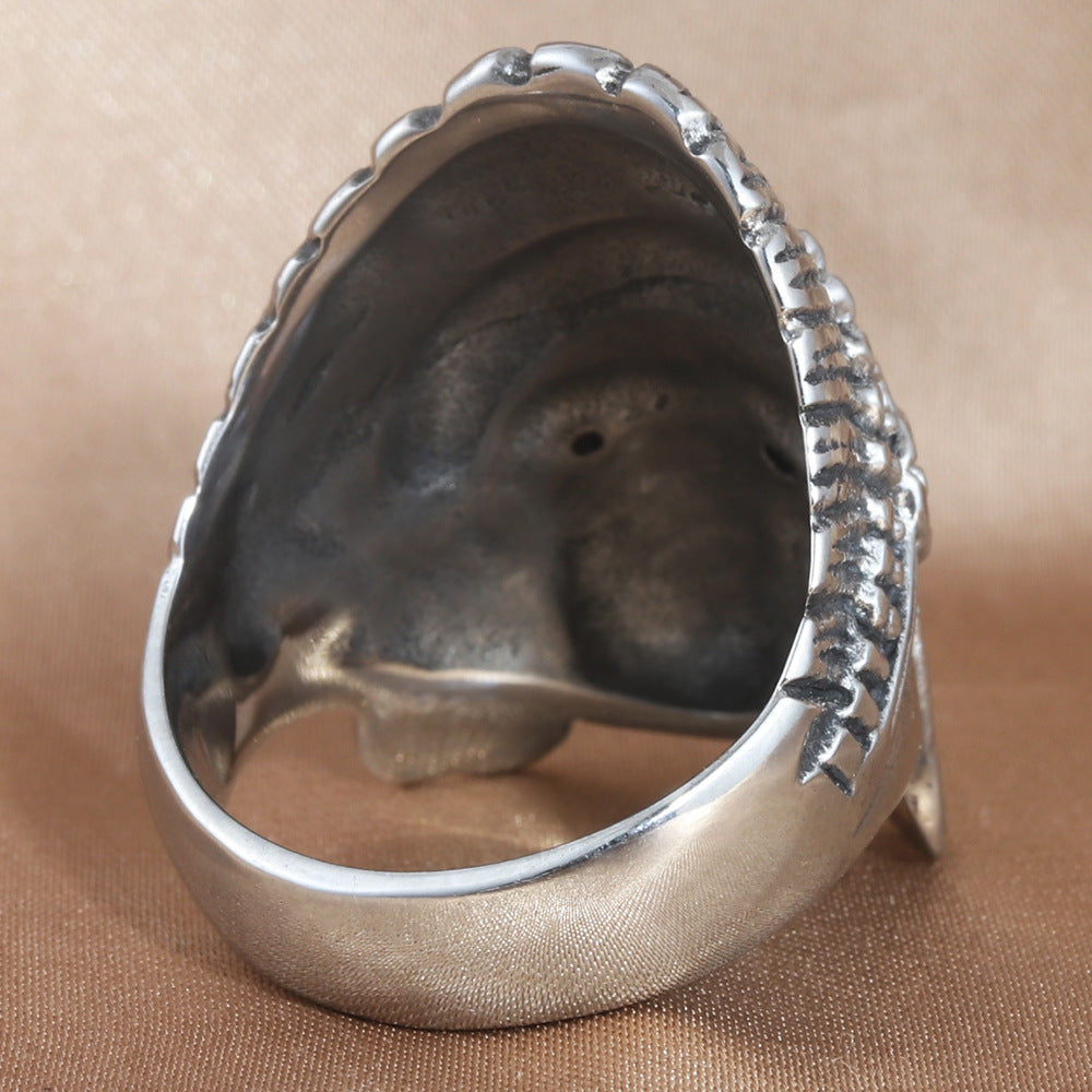 Titanium Steel Skull Ring for Men - Retro Personalized Accessory in European and American Style
