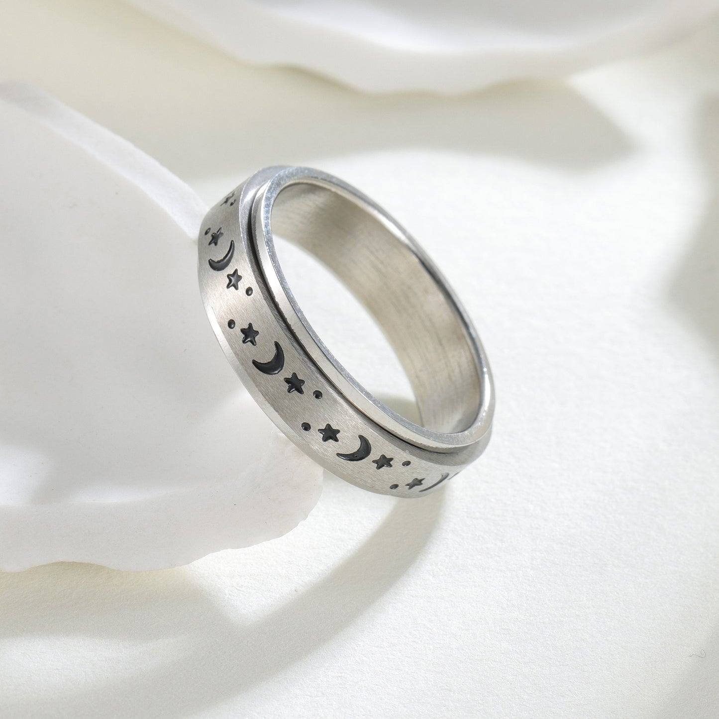 Planderful Star Moon Double Layer Rotatable Ring For Women