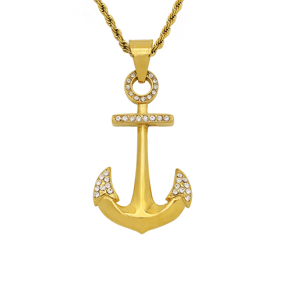 Steel Necklace - Elegant Everyday Anchor Pendant