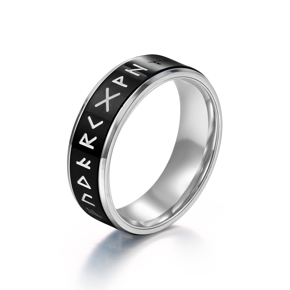 Rotatable Three-Color Titanium Steel Men's Ring - Japan & South Korea Inspired Temperament Design