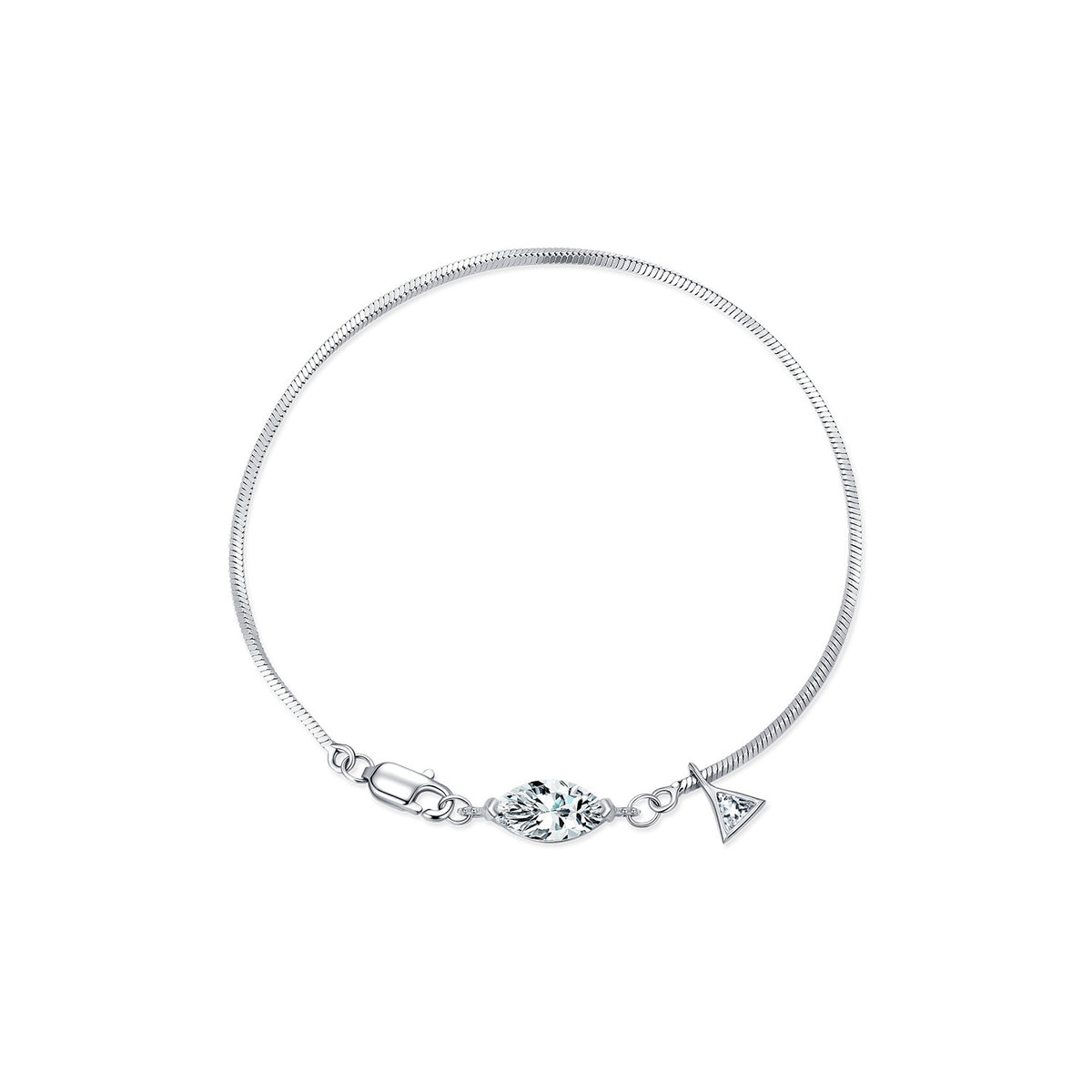 925 Sterling Silver Snake Chain Moissanite Bracelet