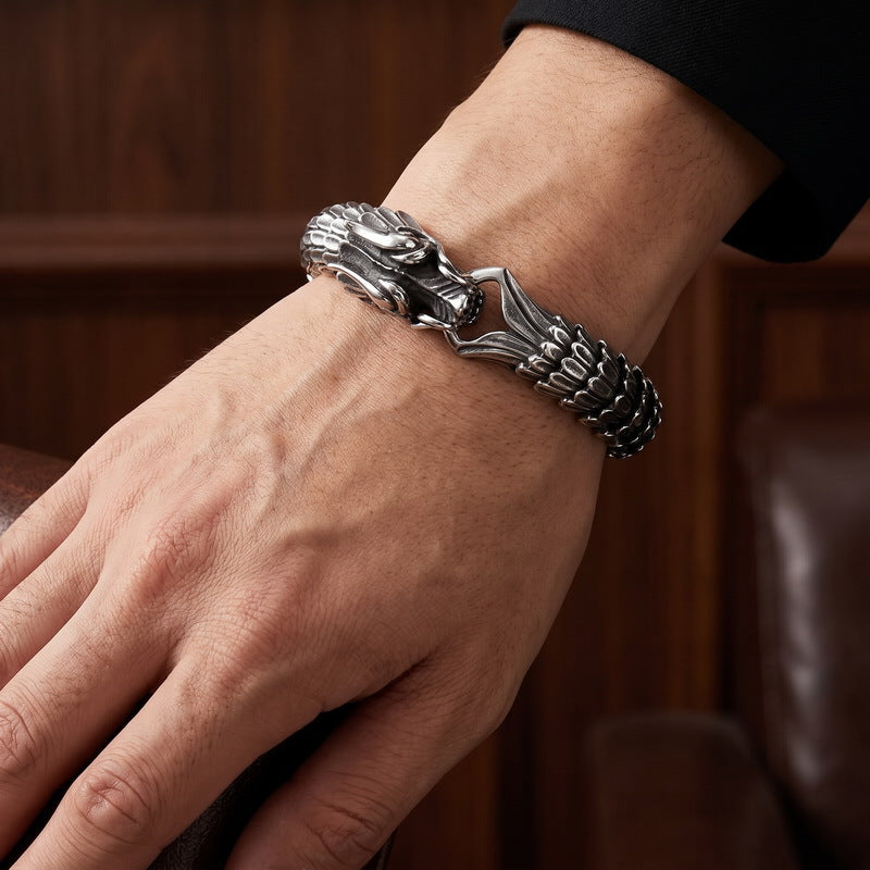 Zodiac Dragon Bracelet – Dragon Scale Pattern Men's Bracelet Stainless Steel Keel