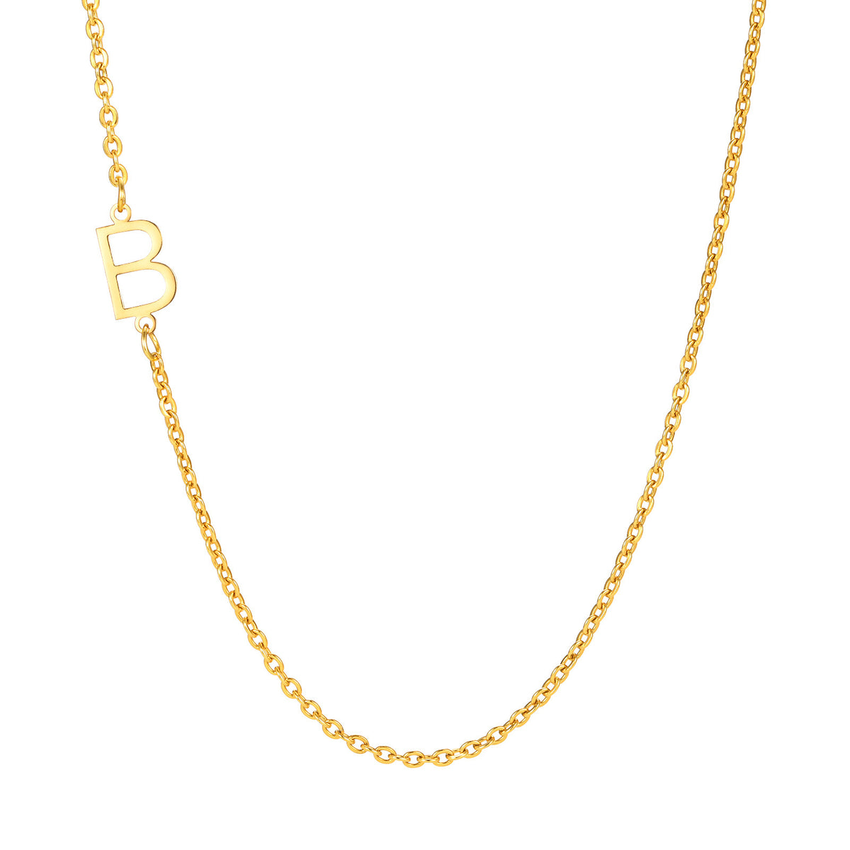 Stainless Steel Flat Cross Chain Letter Necklace Gold Collarbone Chain Letter