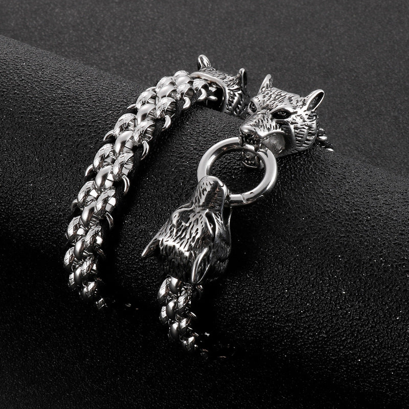 Street Style Leather Cord Bracelet – Woven Diamond Pattern Double