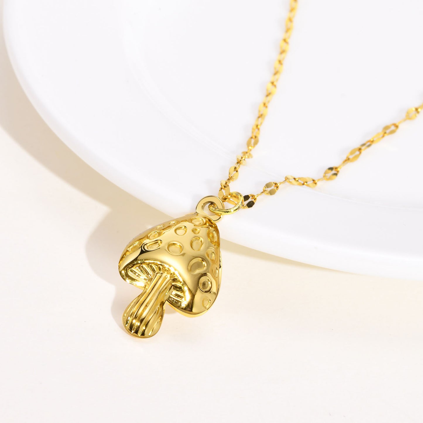 European And American Stainless Steel Gold Mushroom Earrings