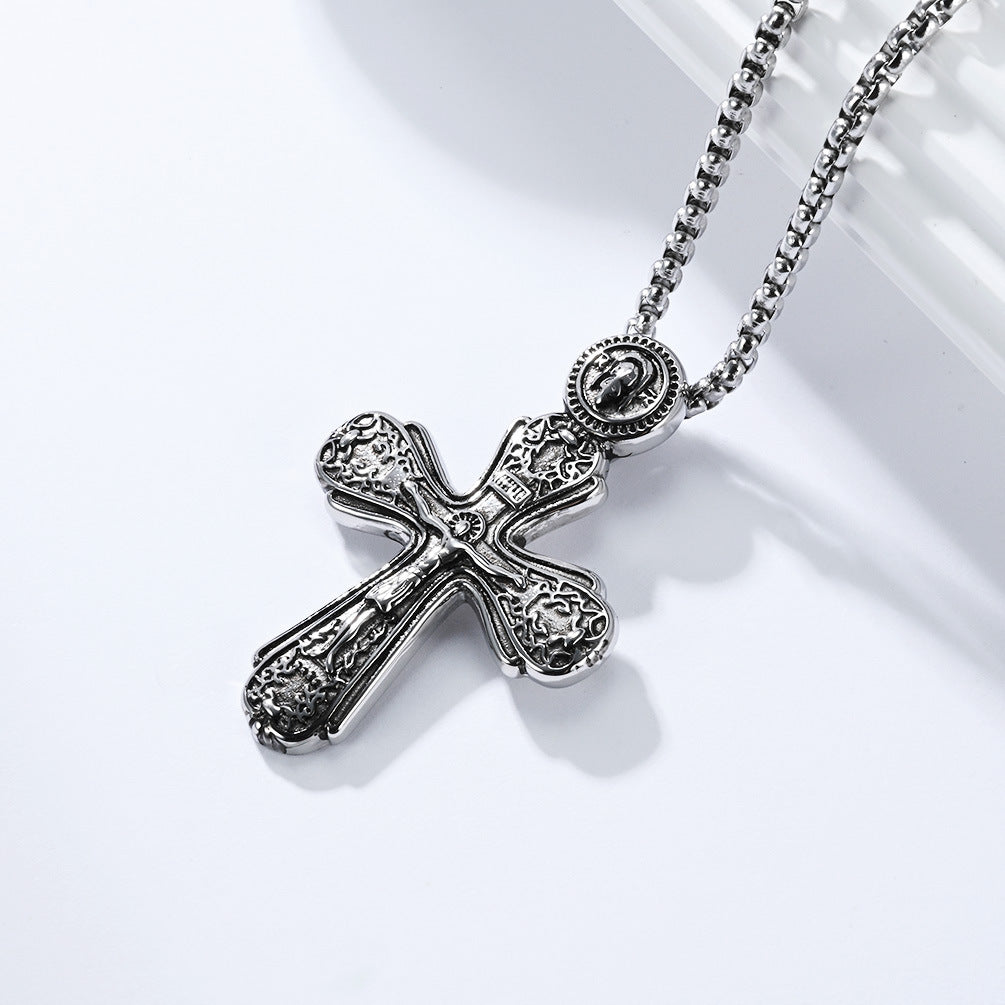 Planderful Gothic Saint Titanium Steel Pendant Necklace For Men And Women Unisex Retro Punk Jewelry