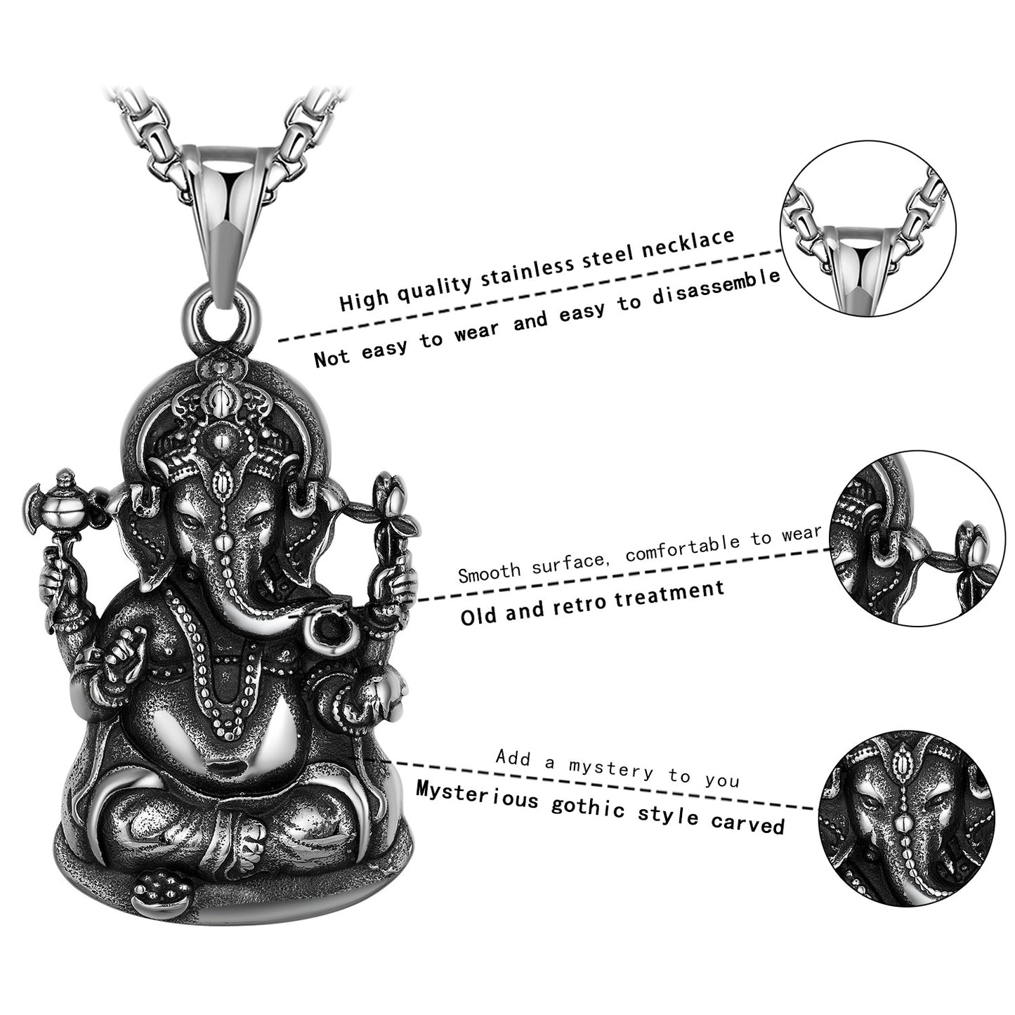 Stainless Steel Necklace – Elegant Buddha Pendant Handmade Thai Jewelry By Planderful