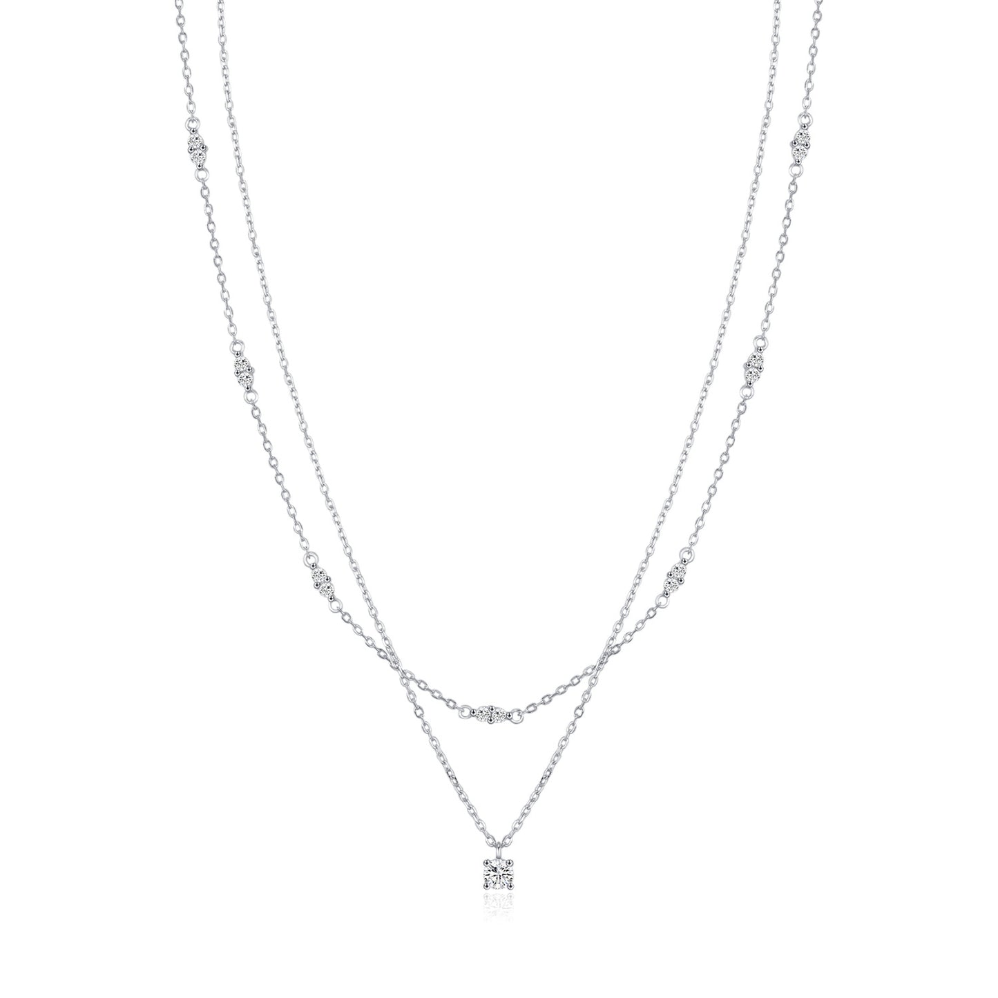 Planderful Moissanite Sparkling Necklace – Elegant Double-Layer Design