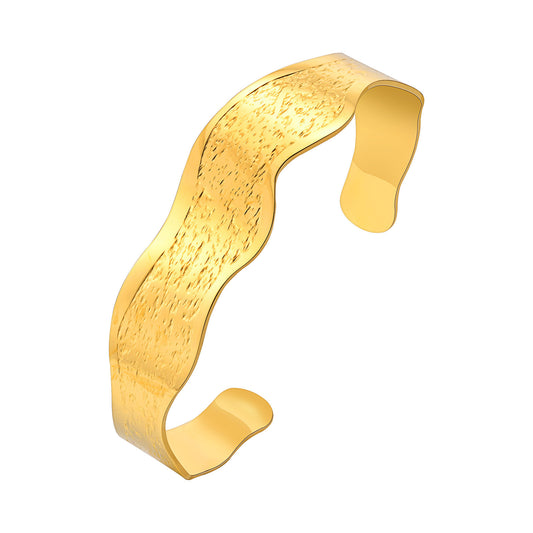 Stainless Steel Water Ripple C-Shaped Open Bracelet Special-Shaped Pattern