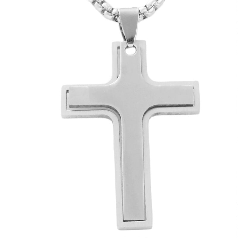 Personalized Retro Titanium Steel Cross Pendant Necklace for Men - Trendy Stainless Steel Design