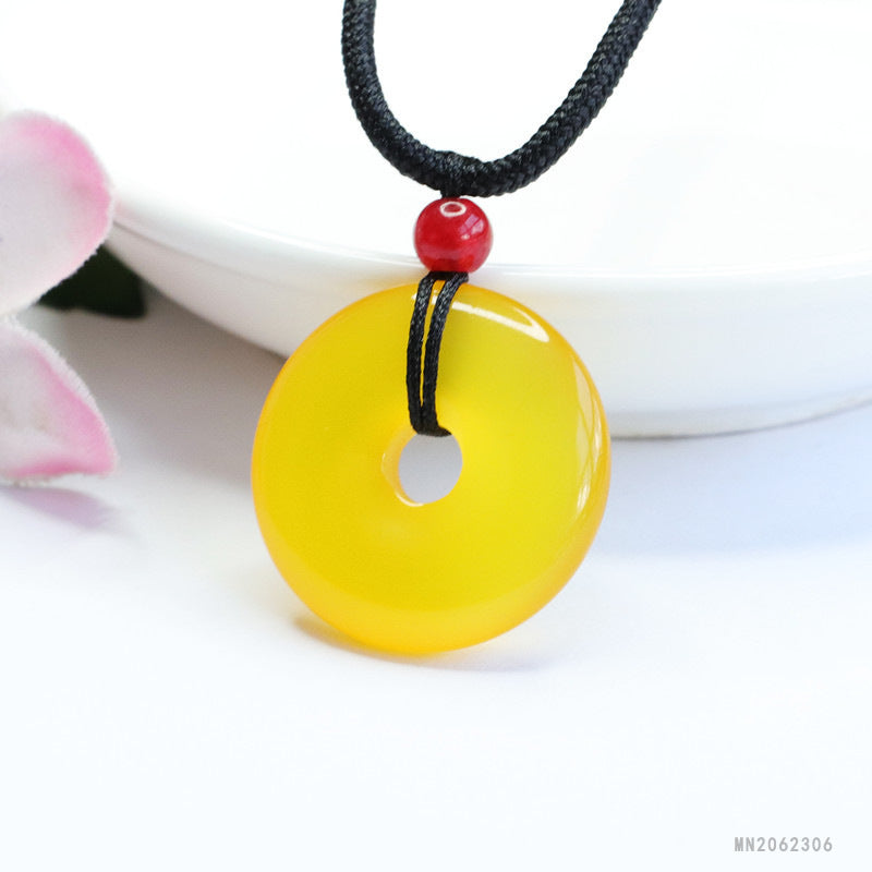 Yellow Chalcedony Peace Buckle Pendant