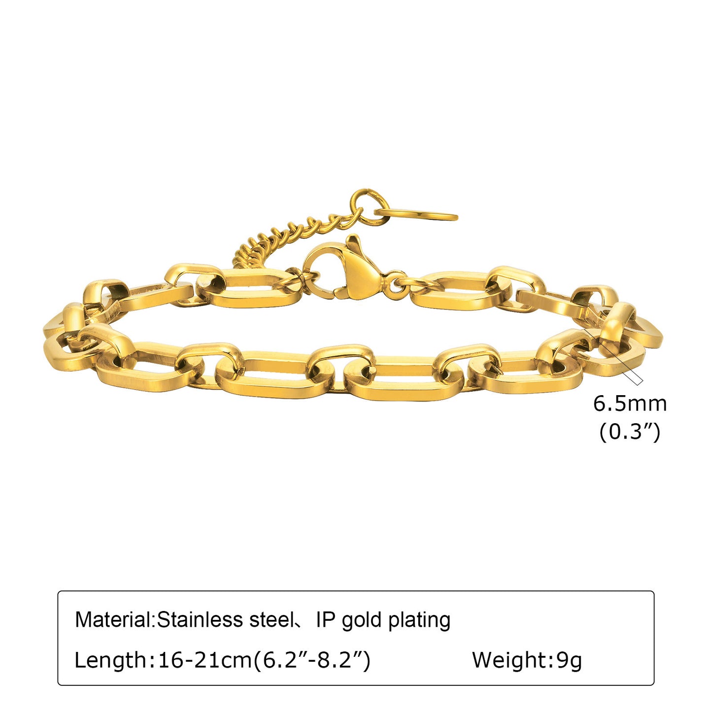 Stainless Steel Flat Cross Chain 18K Gold Bracelet Necklace Set