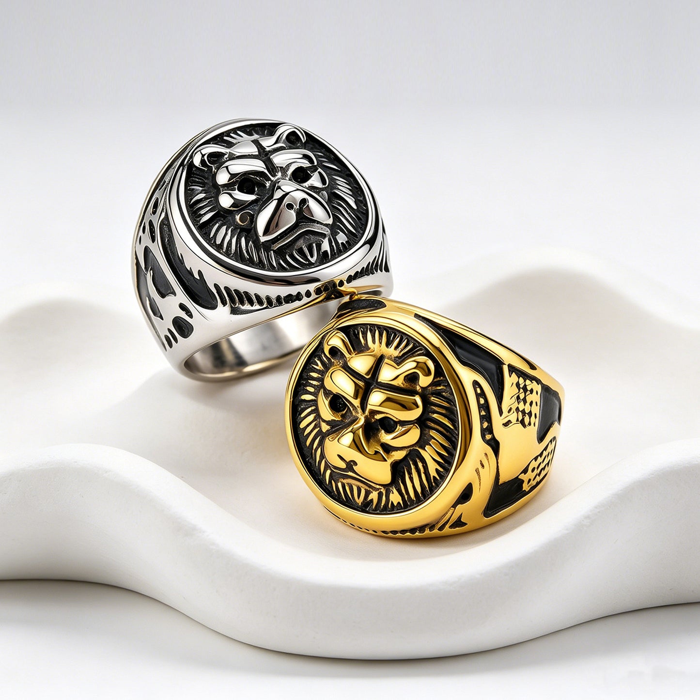 Lion Head Ring For Men And Unisex Stainless Steel Wide Band Bold Hip Hop Style By Planderful