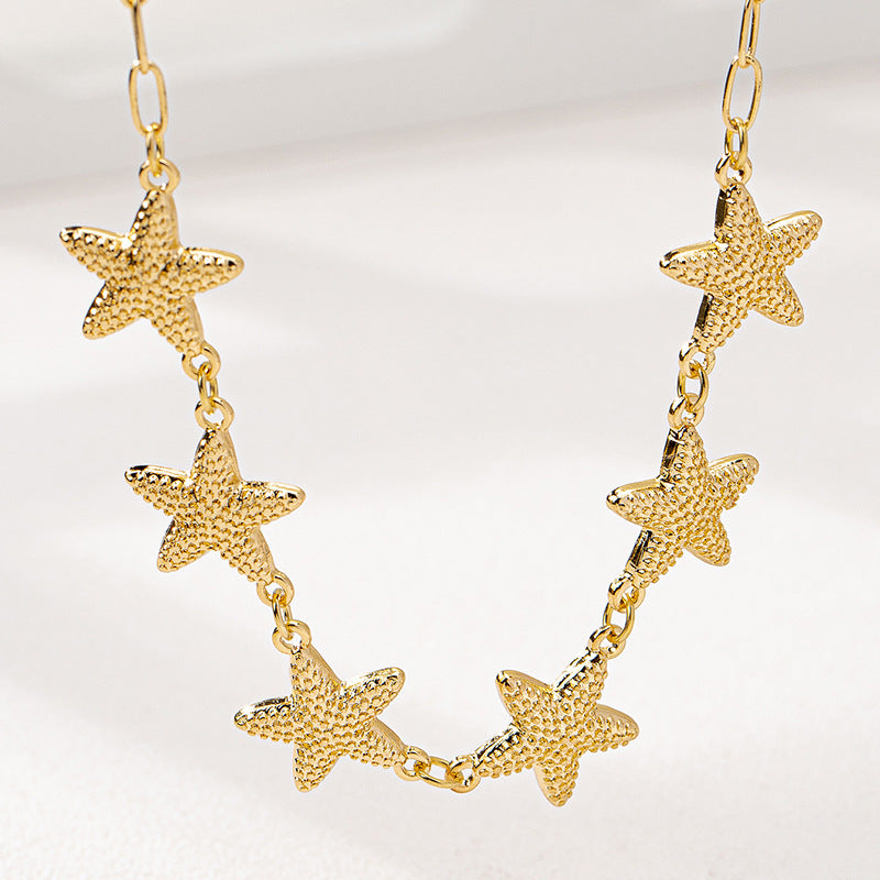 Planderful Vienna Verve Necklace – Stylish Metal Starfish Design for Beach Vacations