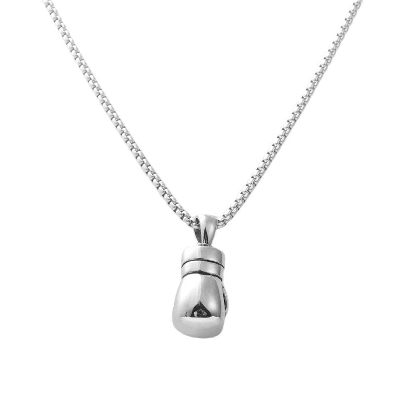 Personalized Retro Titanium Steel Boxing Gloves Pendant Necklace for Men