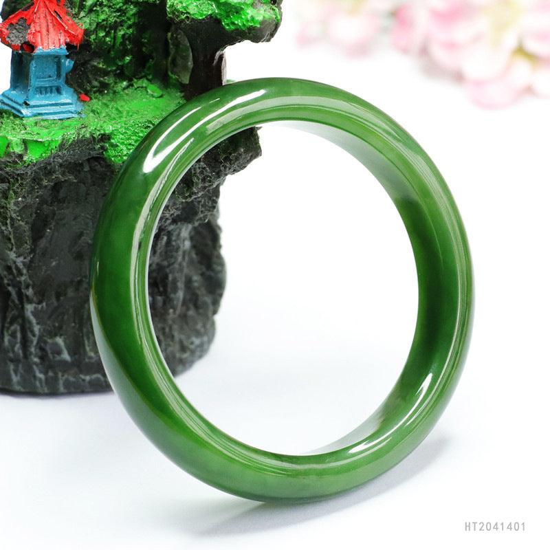 Spinach-Green Hetian Jasper Bangle