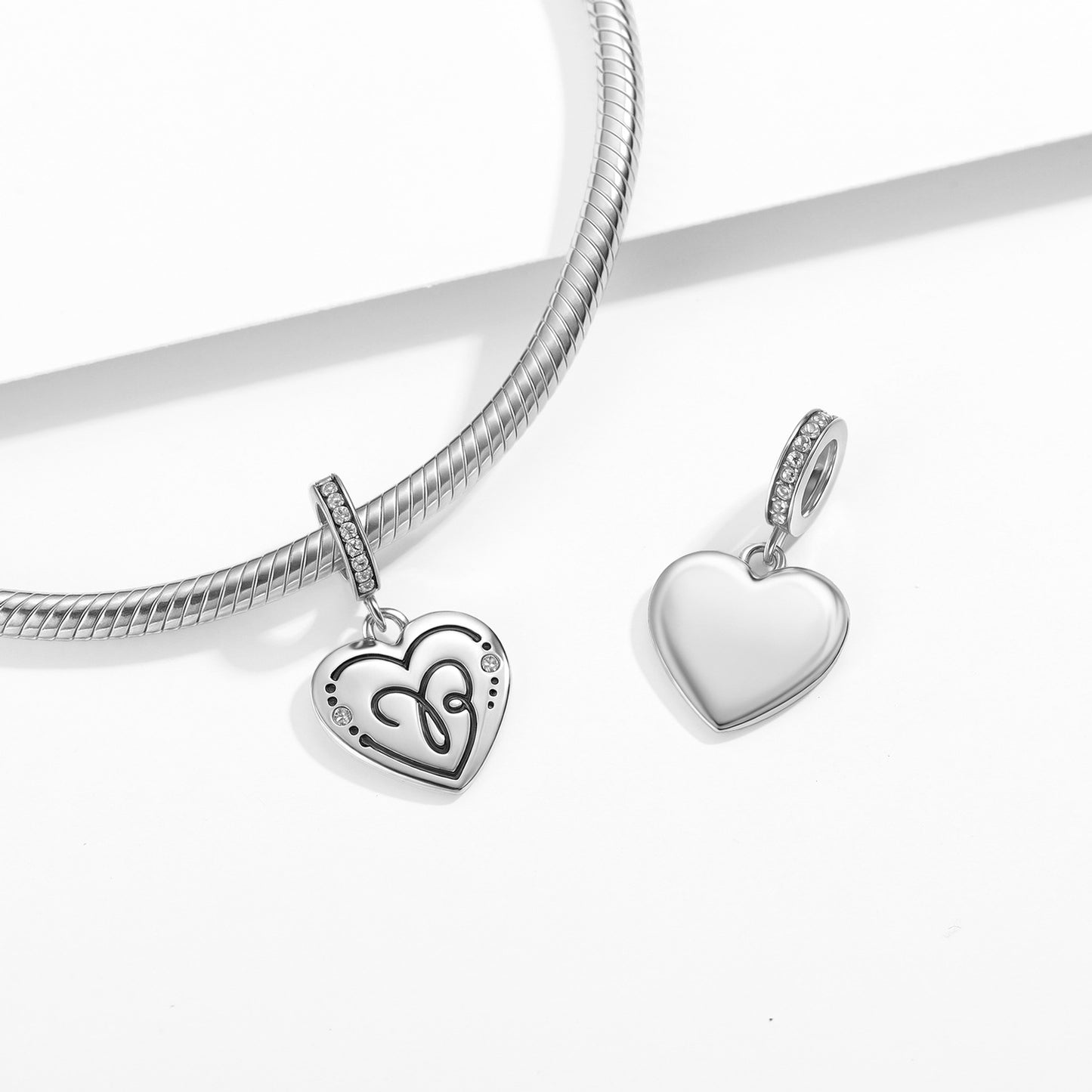 Planderful Jewelry Sterling Silver Heart Shape Zodiac Pendant With Zircon Necklace