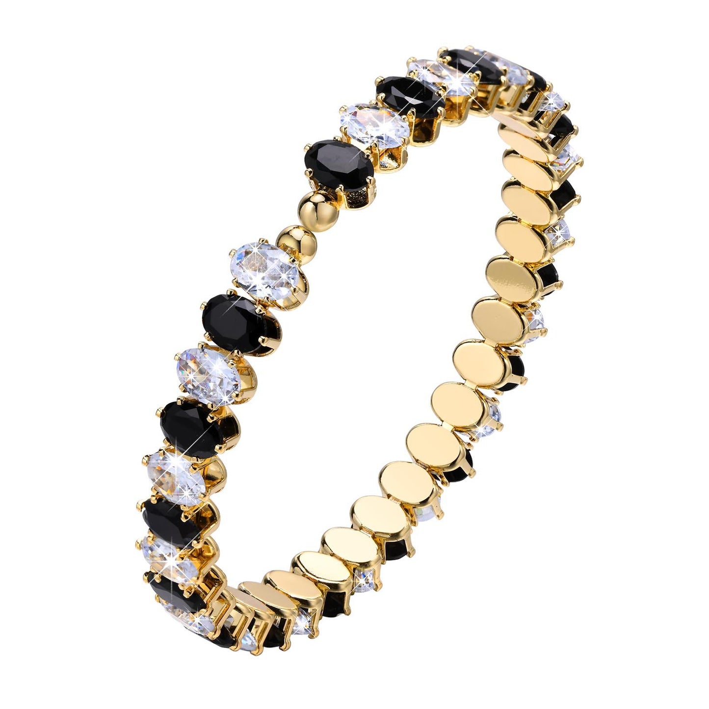 Openable Bracelet Female Gold Copper Colored Oval Zircon Jewelry Wholesale