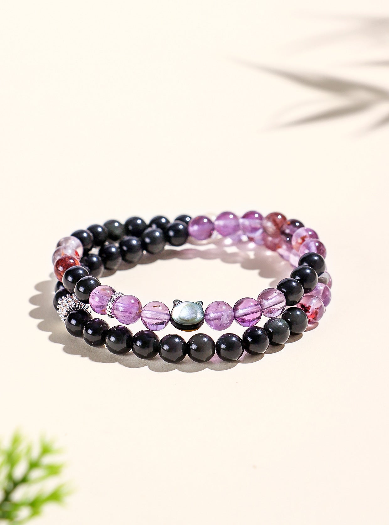 Planderful Amethyst Double Circle Beaded Bracelet – Elegant High-End Fashion