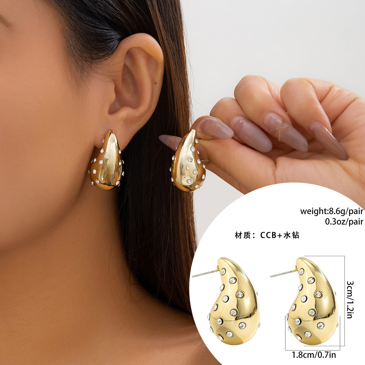 Exaggerated Ins Party Drop Smooth Necklace with Large Teardrop Comma – Cross-border Jewelry Inspired by Europe and The United States