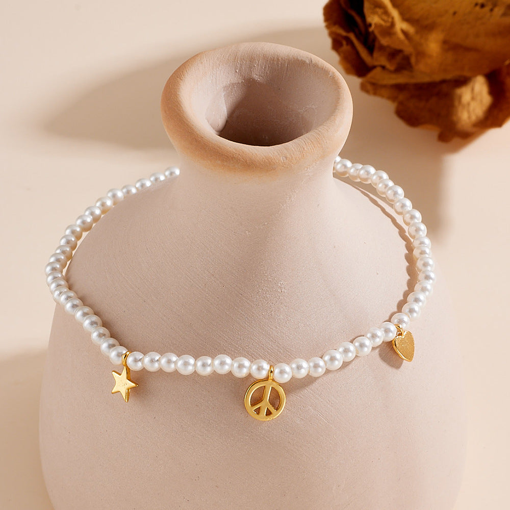 925 Sterling Silver Gold-Plated French Romantic Style Pearl Bracelet Elegant