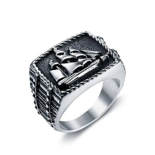 Viking Sailing Stainless Steel Men's Ring