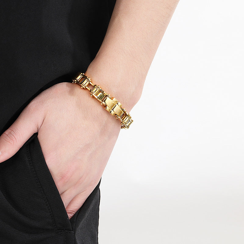 Planderful Mens Titanium Steel Bracelet Bicycle Woven