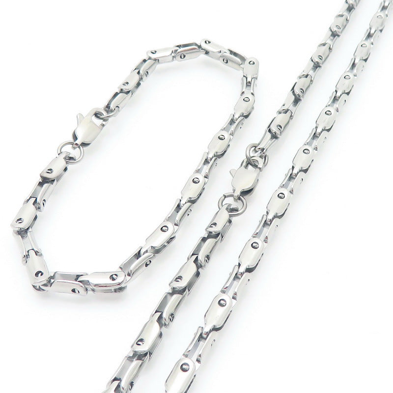 Simple Versatile Japanese Buckle Titanium Men Bracelet Set