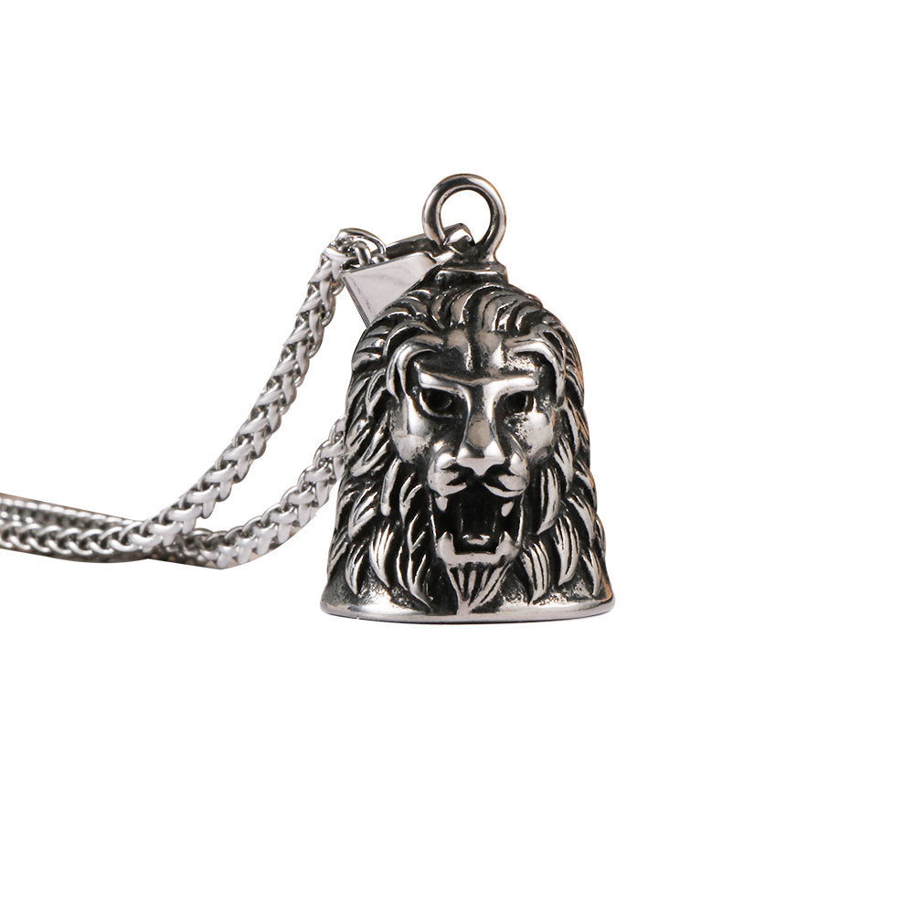 Stainless Steel Lion Pendant Necklace Retro Locomotive